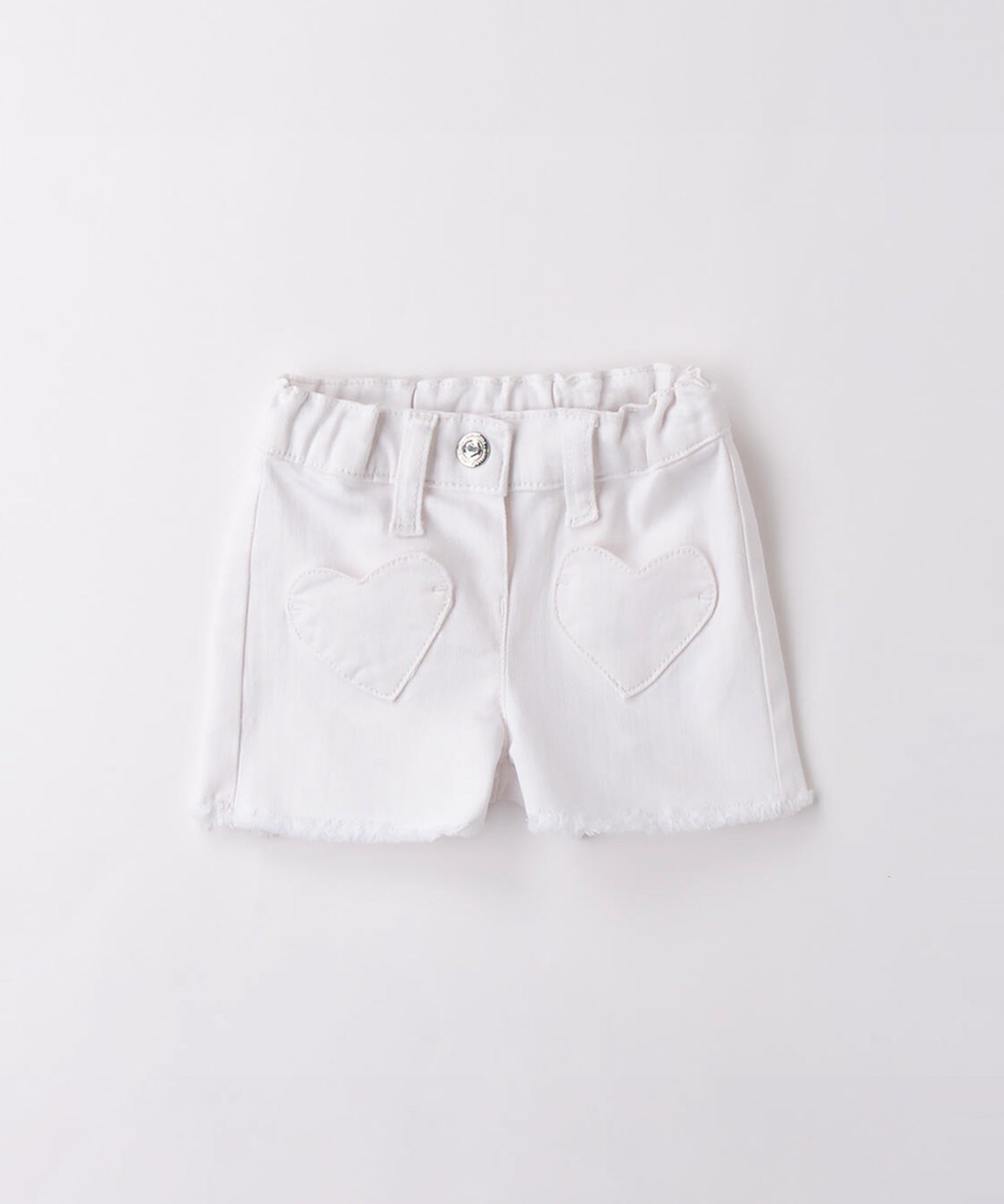 Minibanda Short Bianco con Ricamo Fiori per Neonate