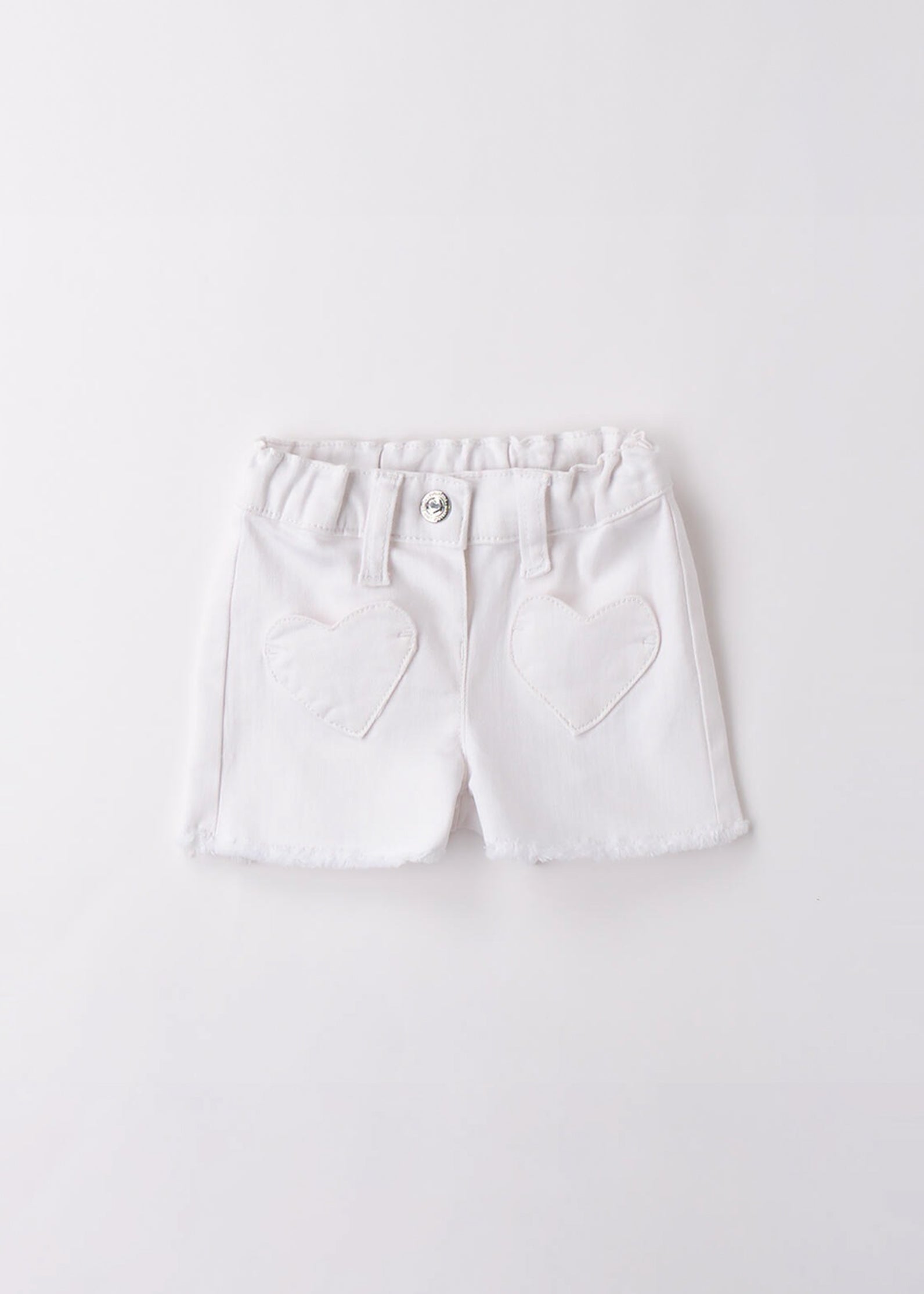 Minibanda Short Bianco con Ricamo Fiori per Neonate