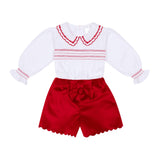 Deolinda Kids Completo Bianco e Rosso con Ricami per Neonate