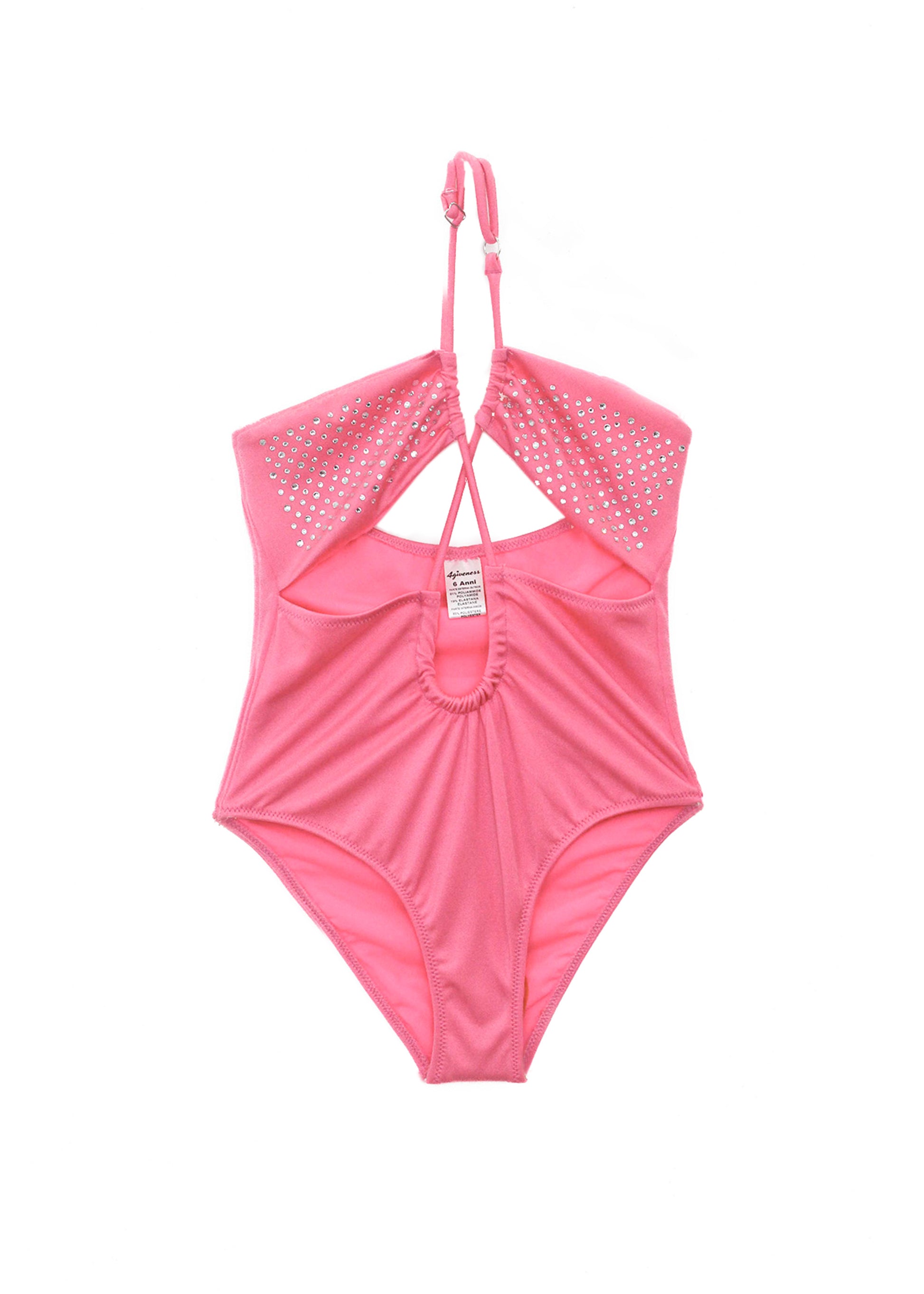 4GIVENESS Costume Monokini Fucsia con Strass per Bambine