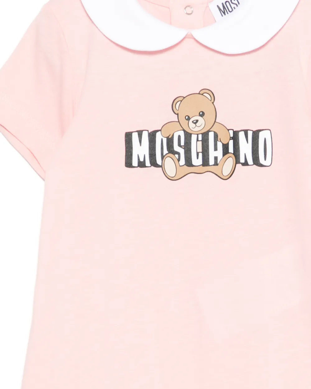Moschino Kids Pagliaccetto Rosa con Logo Teddy Bear per Neonate