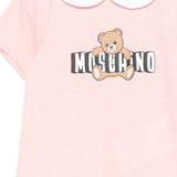 Moschino Kids Pagliaccetto Rosa con Logo Teddy Bear per Neonate