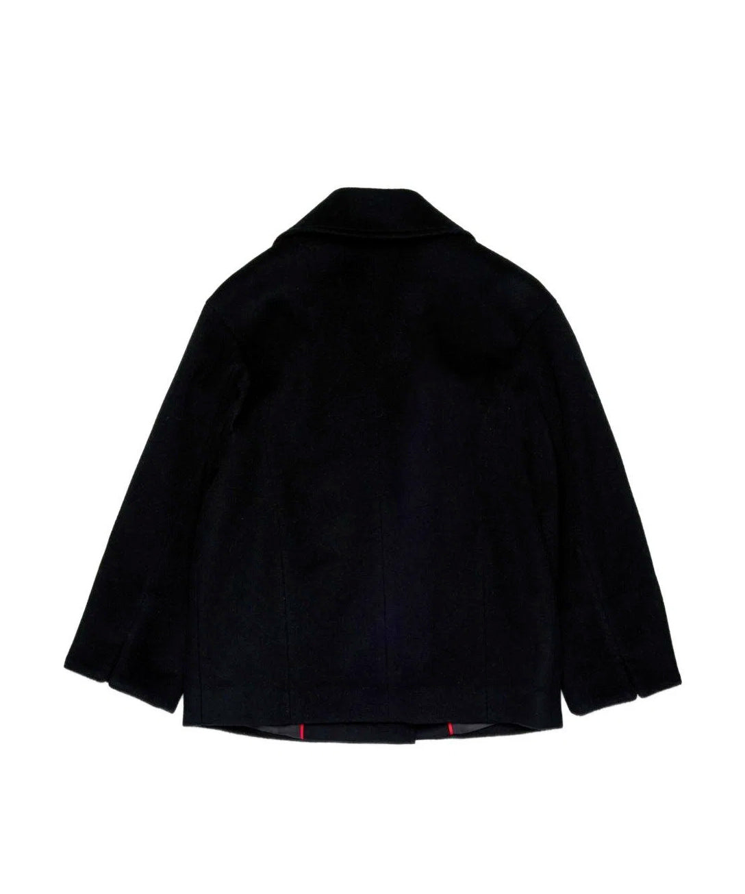 Max&Co Kids Cappotto Corto in Lana Nera Doppiopetto con Tasche Applicate per Bambine