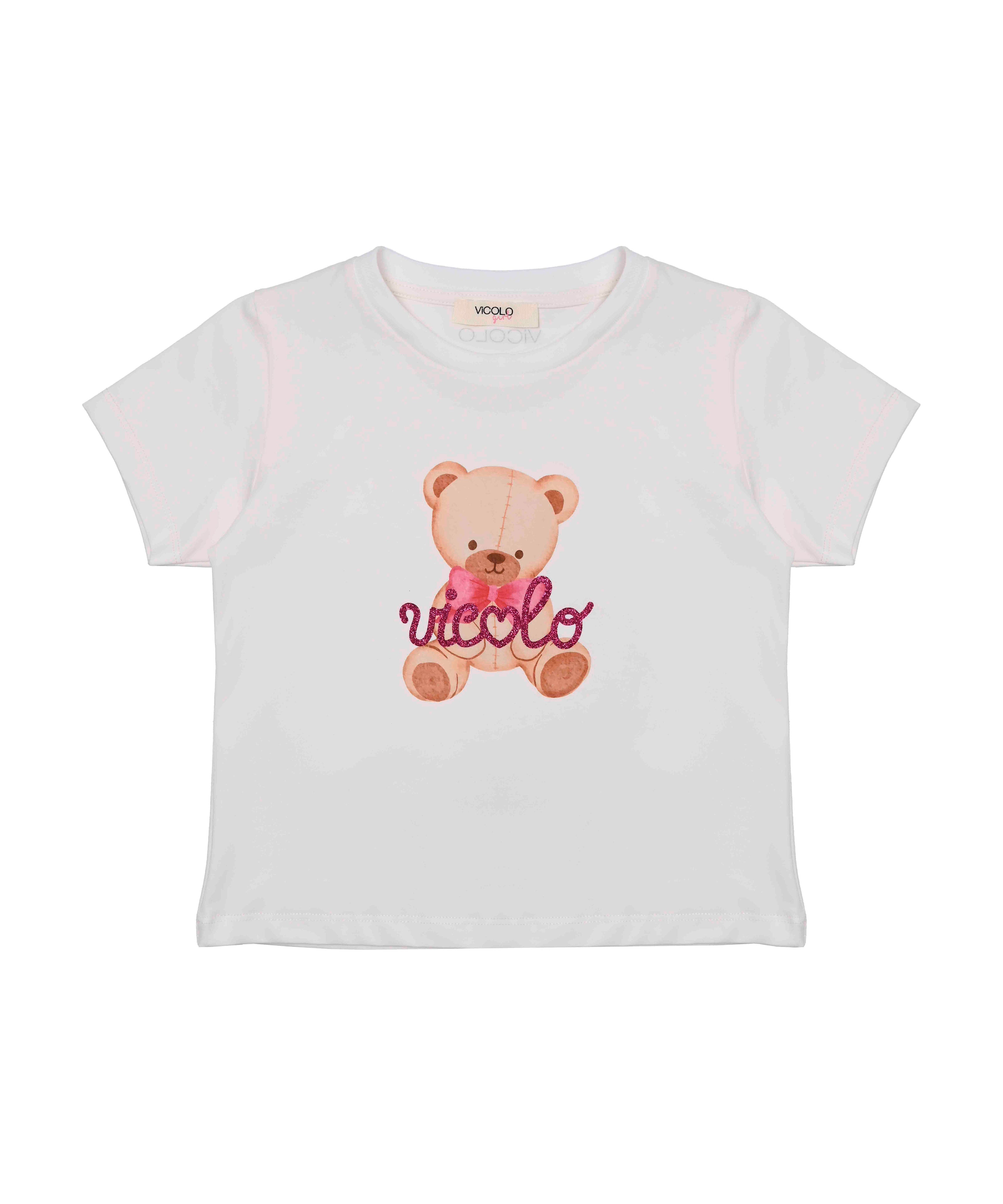 Vicolo Kids T-shirt Panna con Stampa Teddy per Bambine