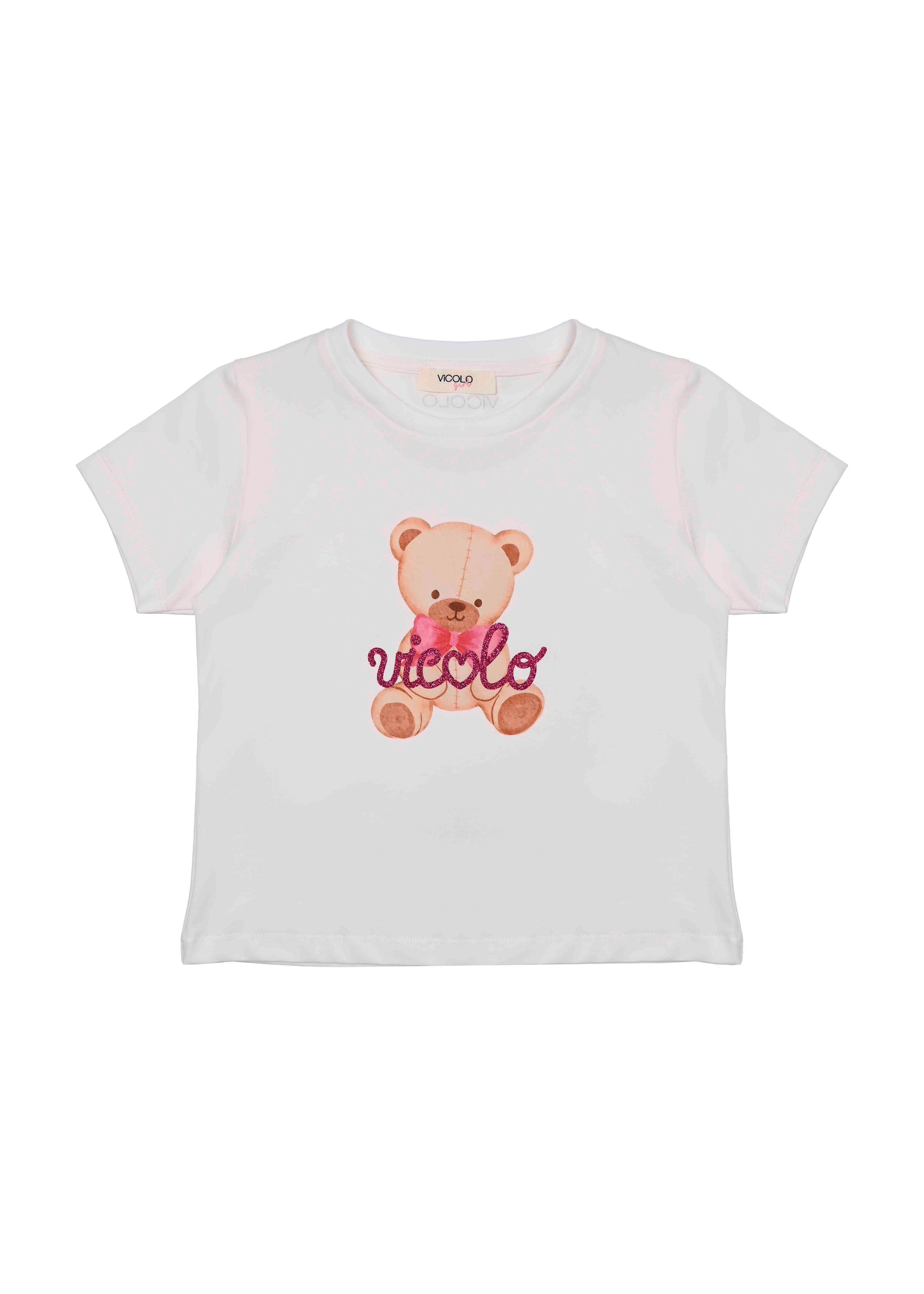 Vicolo Kids T-shirt Panna con Stampa Teddy per Bambine