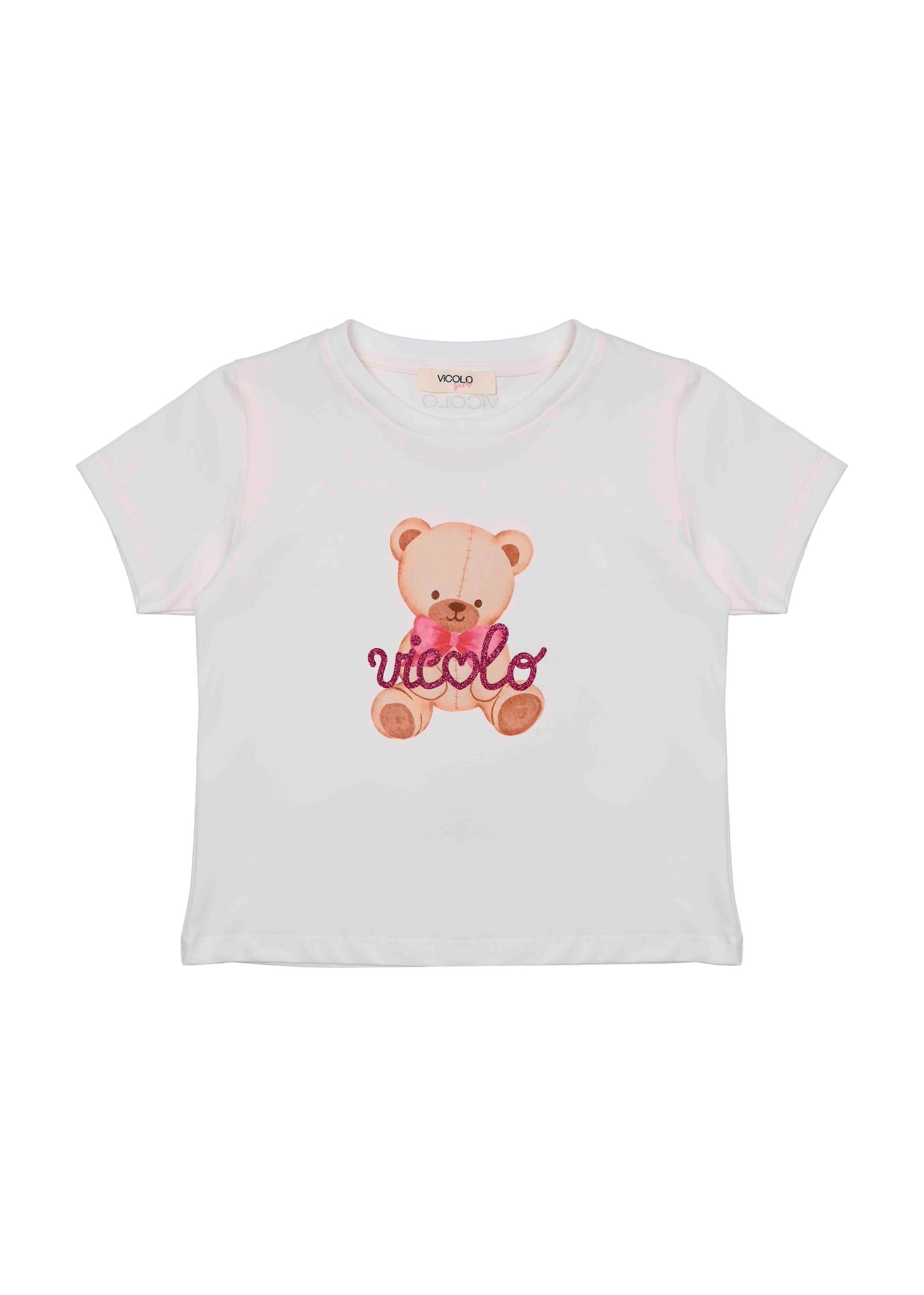 Vicolo Kids T-shirt Panna con Stampa Teddy per Bambine