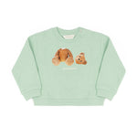 Palm Angels Kids Felpa Girocollo Verde con Logo Teddy per Neonati