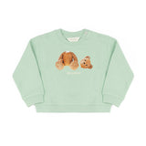 Palm Angels Kids Felpa Girocollo Verde con Logo Teddy per Neonati
