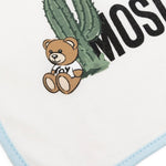 Moschino Kids Pagliaccetto Cielo con Bavetta per Neonati (dettaglio)