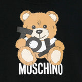 Moschino Kids T-shirt Crop Nera con Stampa Toy per Bambine (dettaglio)