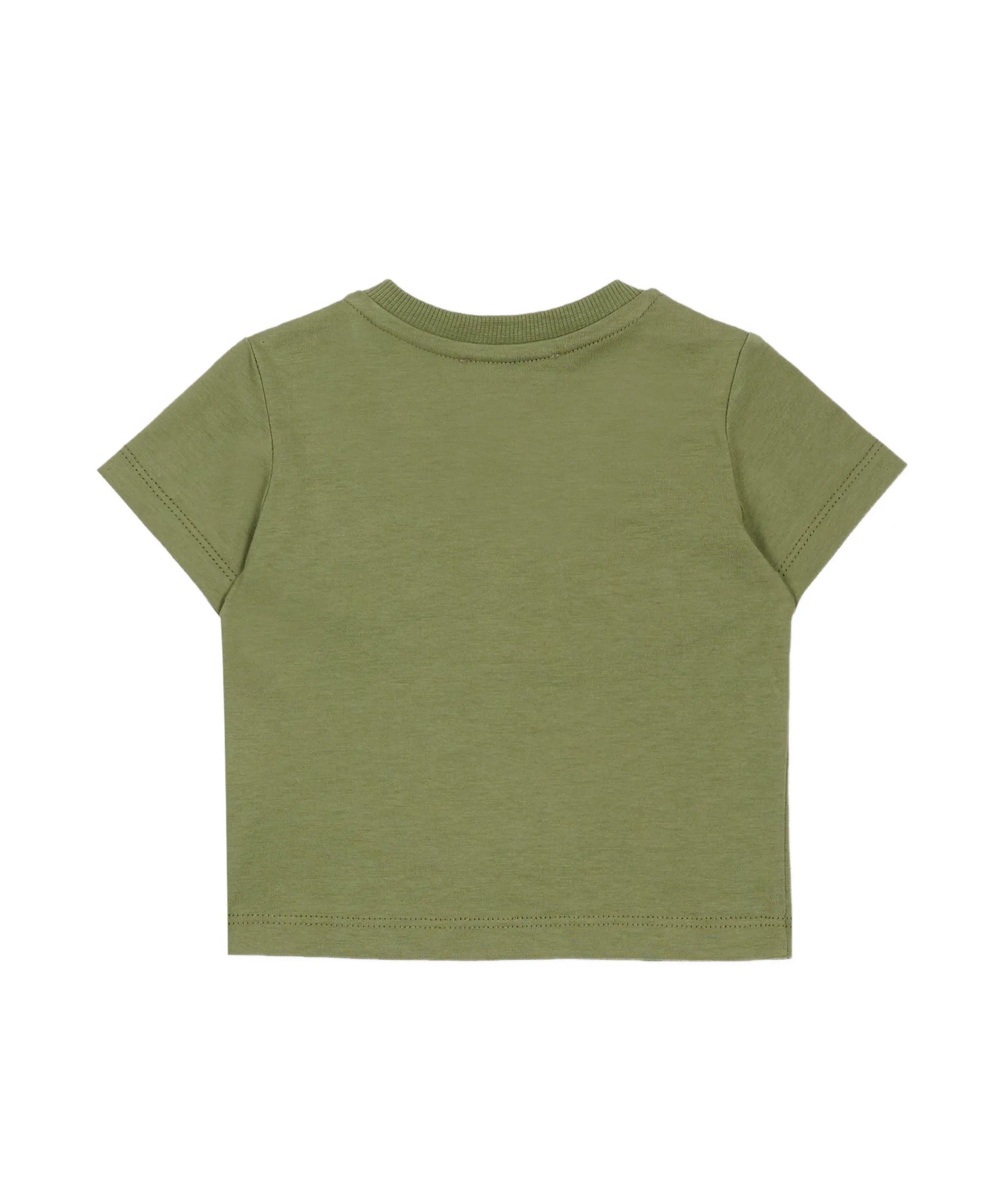 Moschino Kids T-Shirt Verde con Logo Teddy Bear per Neonati