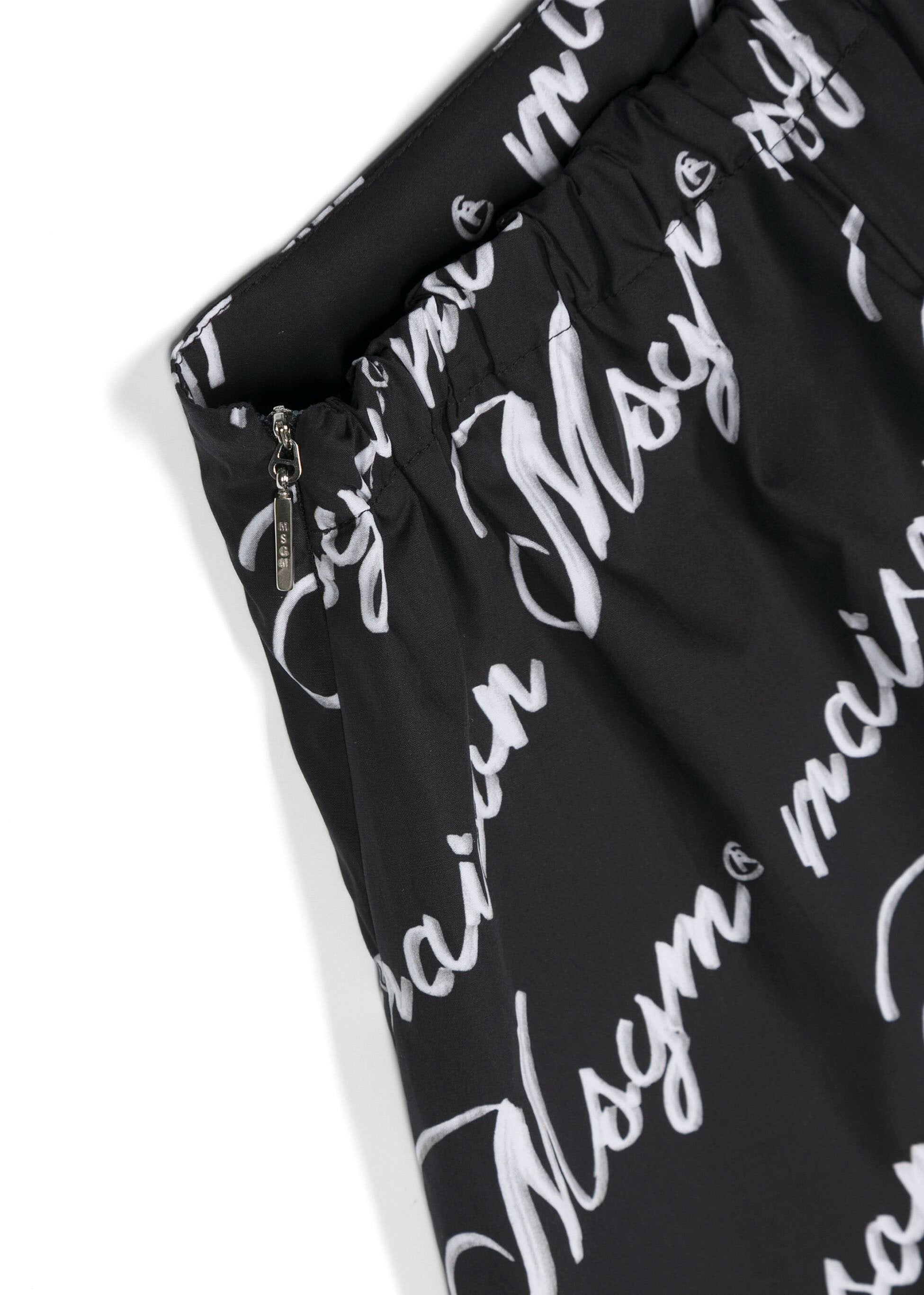 MSGM Kids Bermuda Nero con Stampa Logo All-over Florence Kids 