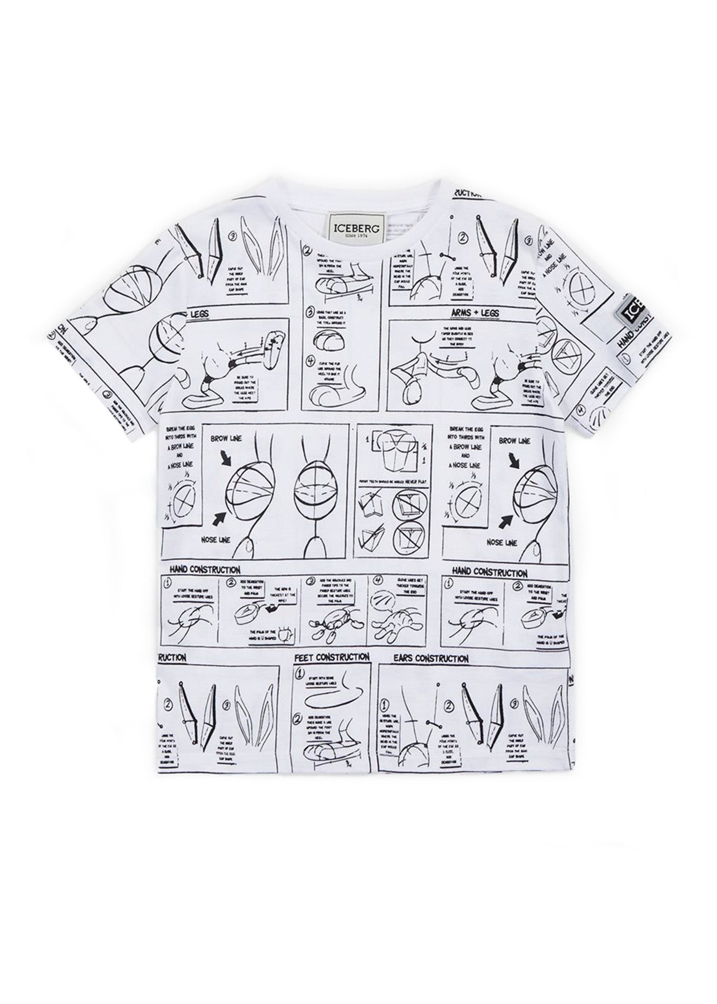 Iceberg Kids T-shirt Bianca con Grafica Cartoon per Bambini (fronte)