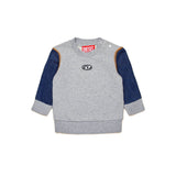 Diesel Kids Grey Crewneck Sweatshirt with Logo for Babies