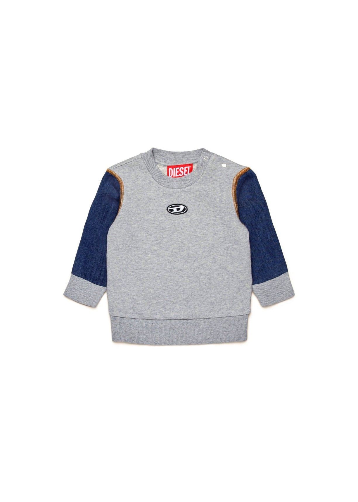 Diesel Kids Felpa Girocollo Grigia con Logo per Neonati