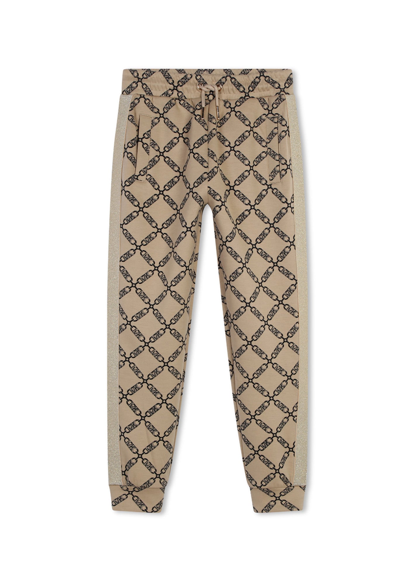 Michael Kors Kids Pantaloni in Felpa Beige con Logo Monogram per Bambine