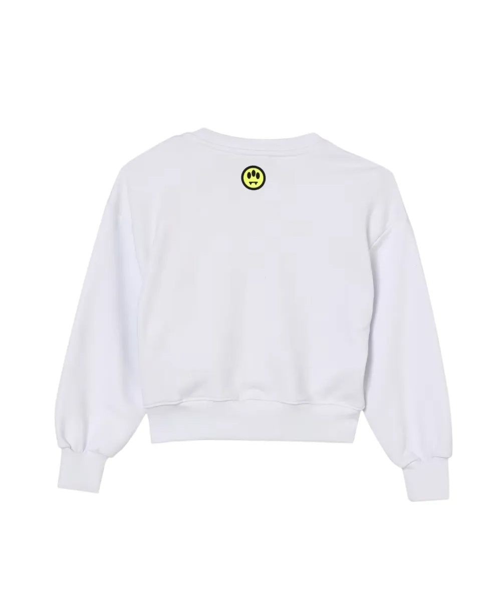 Barrow Kids Felpa Off-White con Stampa Teddy Multicolor per Bambine