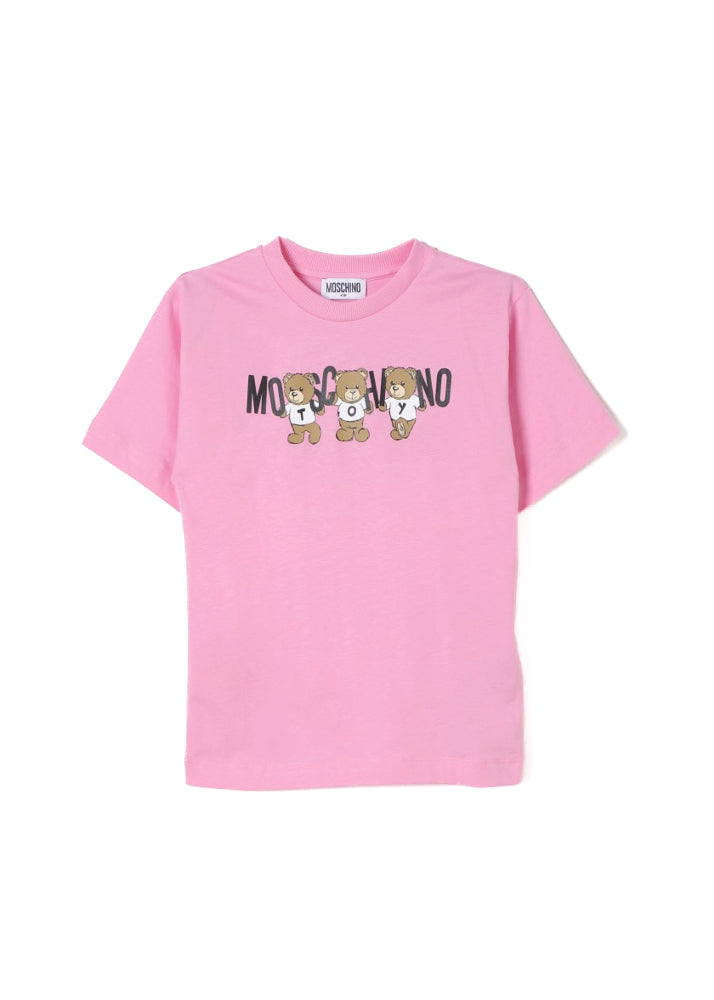 Moschino Kids T-Shirt Rosa con Teddy Bear per Bambine