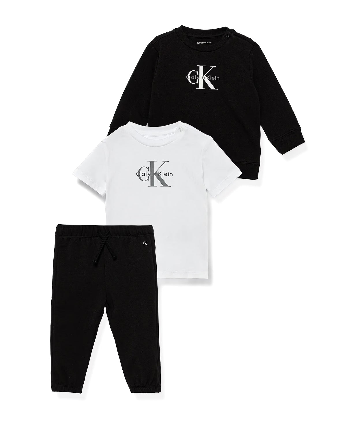 Calvin Klein Kids Completo Neonato 3 Pz. Felpa/Maglia/Pantalone per Neonati