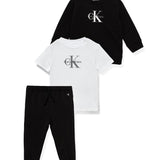 Calvin Klein Kids Completo Neonato 3 Pz. Felpa/Maglia/Pantalone per Neonati