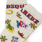 Dsquared2 Kids Calzini Avorio e Multicolor Unisex