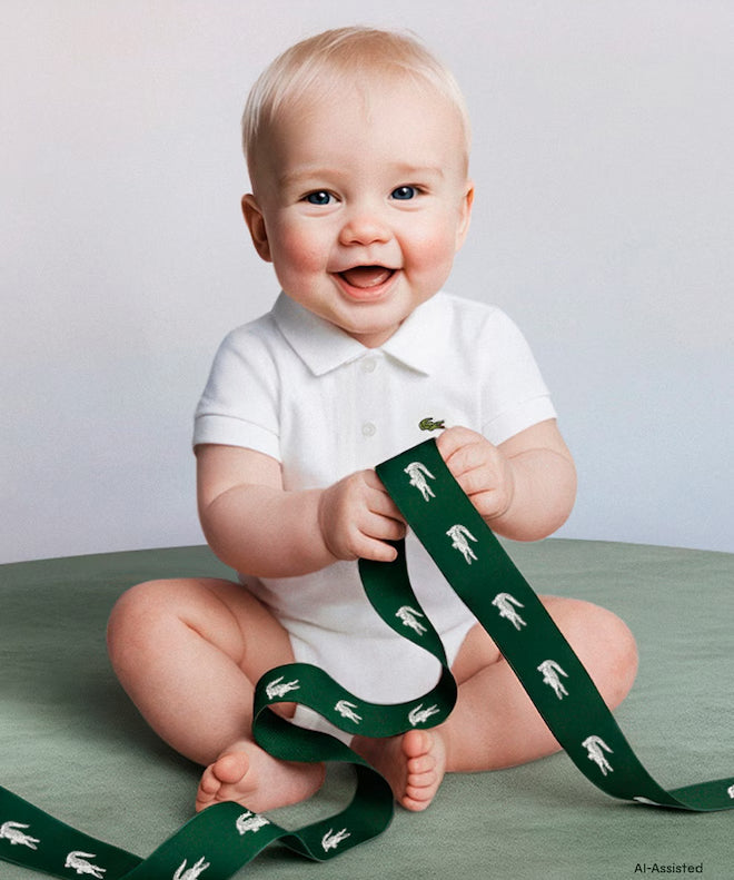 Lacoste Kids Body Bianco con Logo per Neonati