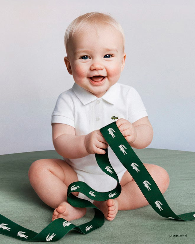 Lacoste Kids Body Bianco con Logo per Neonati