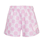 Barrow Kids Short Fantasia a Scacchi Rosa e Bianco con Stampe Logo per Bambine