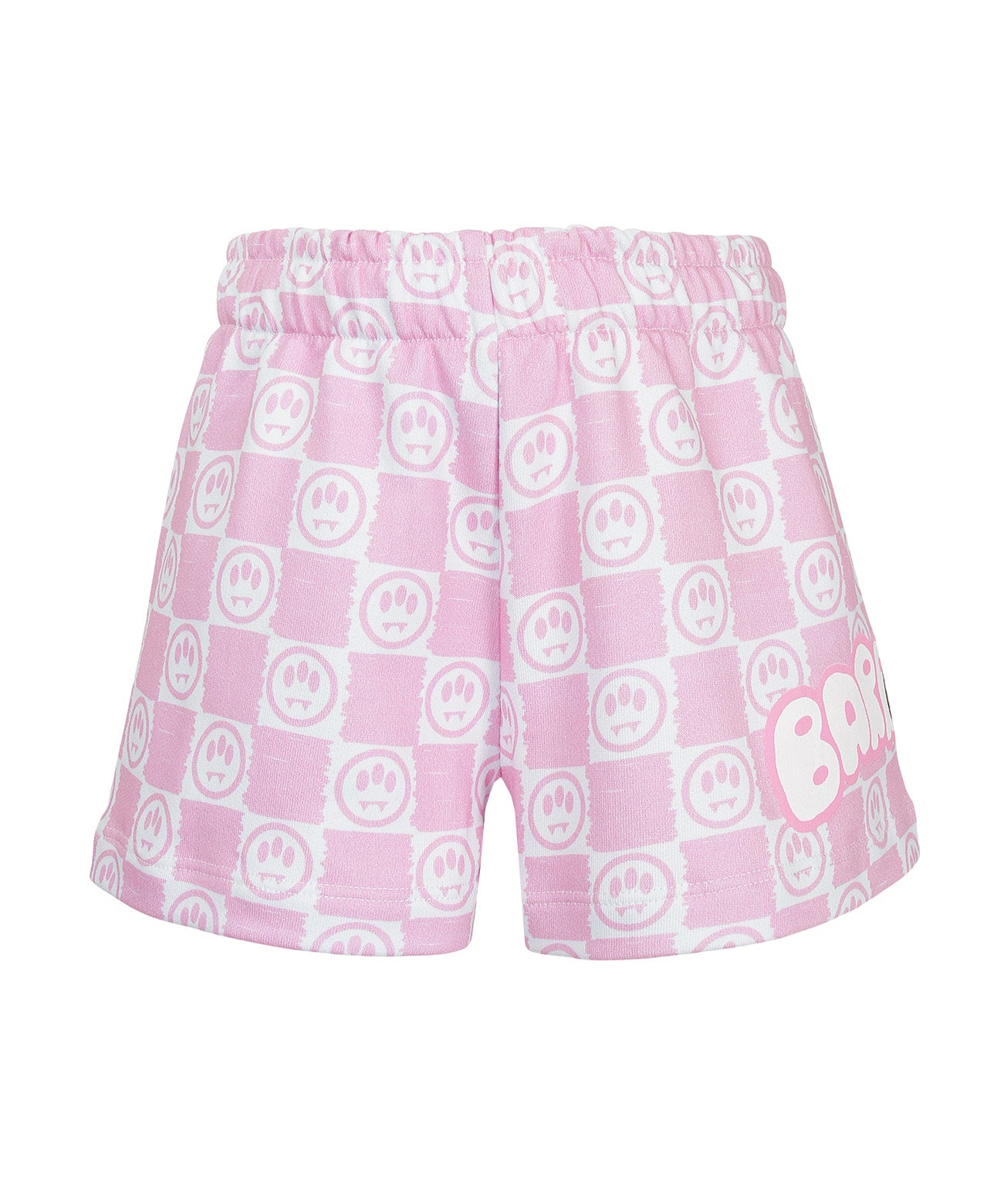 Barrow Kids Short Fantasia a Scacchi Rosa e Bianco con Stampe Logo per Bambine