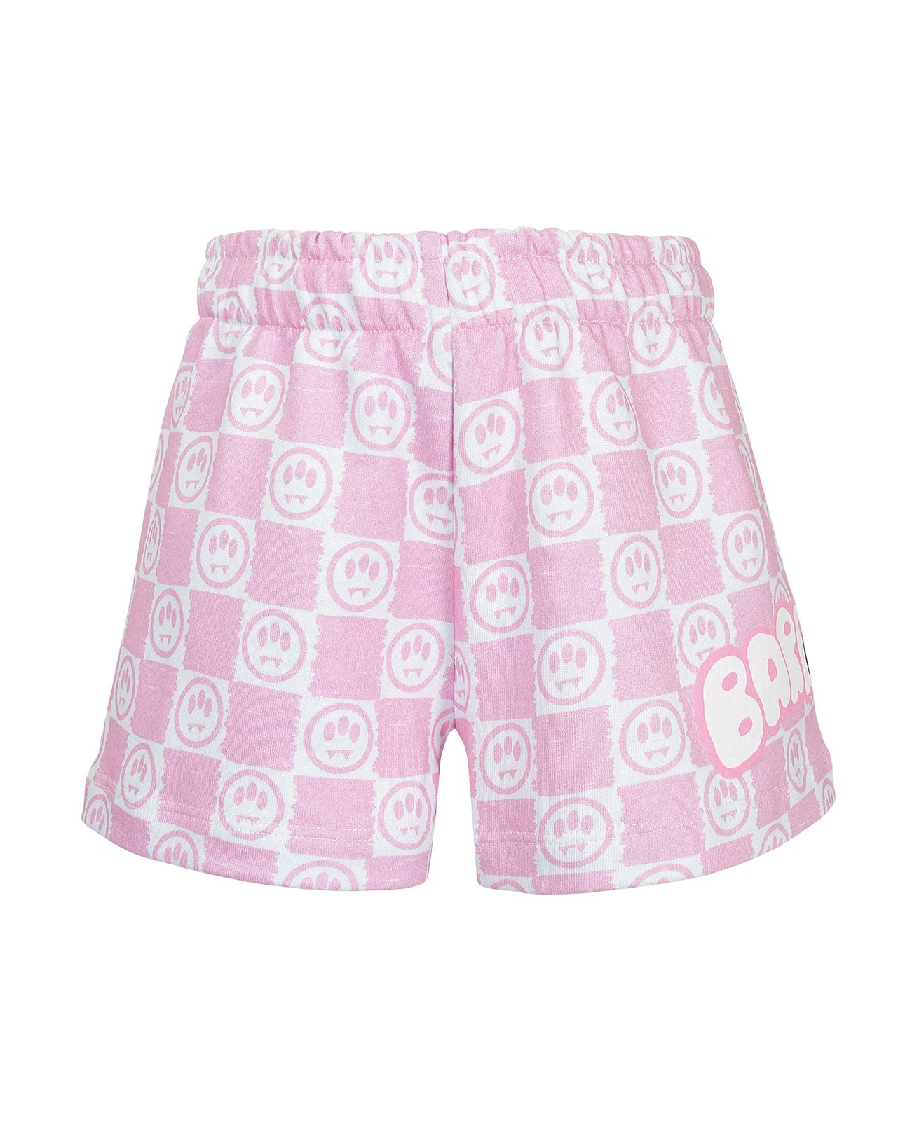 Barrow Kids Short Fantasia a Scacchi Rosa e Bianco con Stampe Logo per Bambine