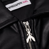 Patrizia Pepe Kids Giubbino in Pelle Nero con Zip per Bambine