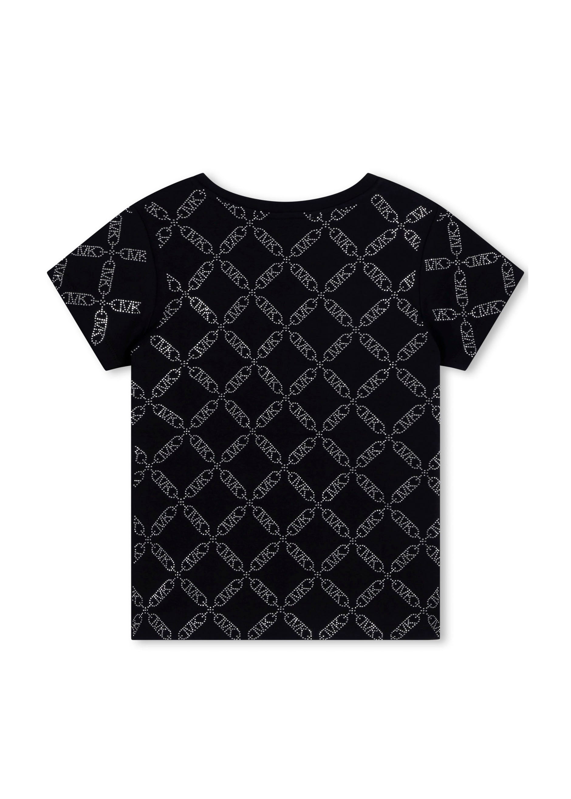 Michael Kors T-shirt Nera con Logo All-over per Bambine (retro)