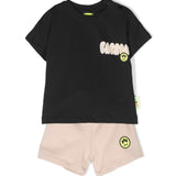 Barrow Kids Completo T-shirt e Short Nero/Beige fronte