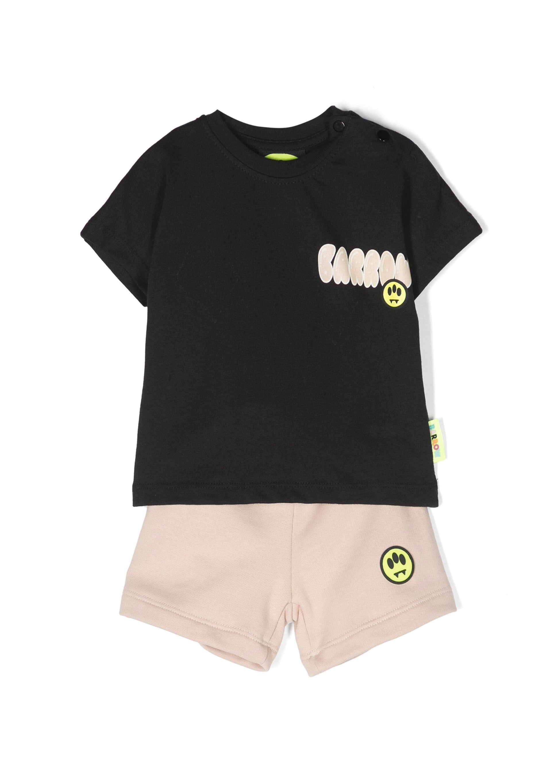 Barrow Kids Completo T-shirt e Short Nero/Beige fronte