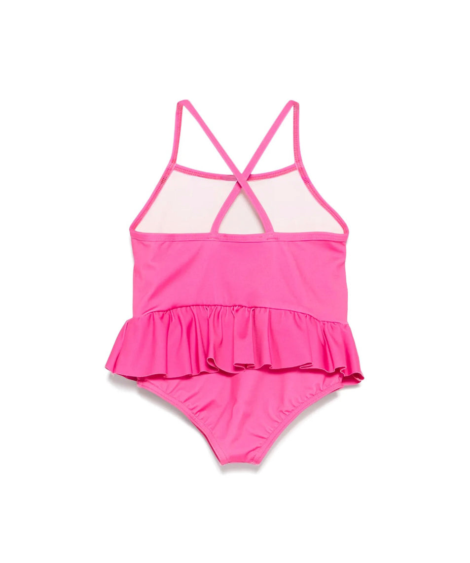 Moschino Kids Costume Monokini Fucsia con Ruches per Neonate
