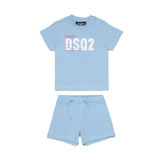 Dsquared2 Kids Completo 2.pz Celeste con Stampa Logo per Neonati