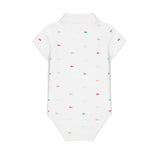 Lacoste Kids Body Bianco con Logo All-Over per Neonate