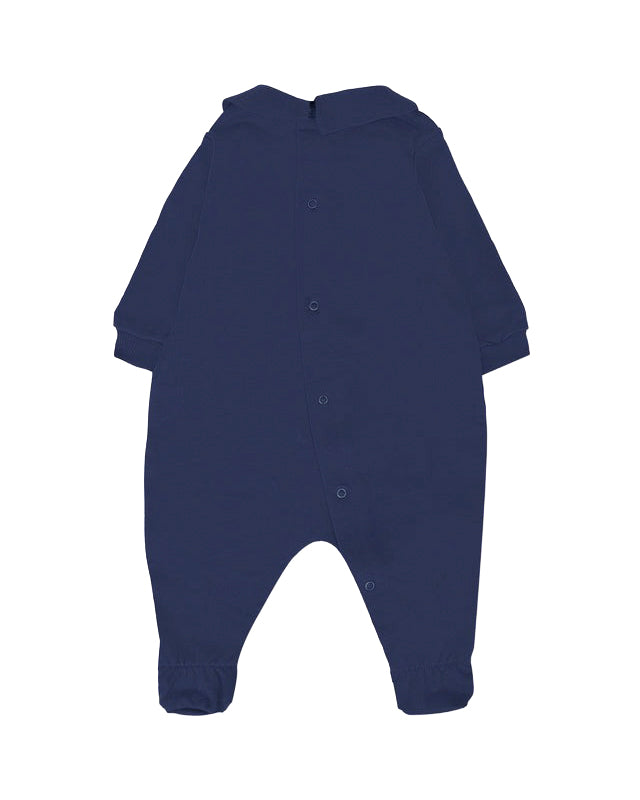 Moschino Kids Tutina Blu Navy con Logo Teddy per Neonati