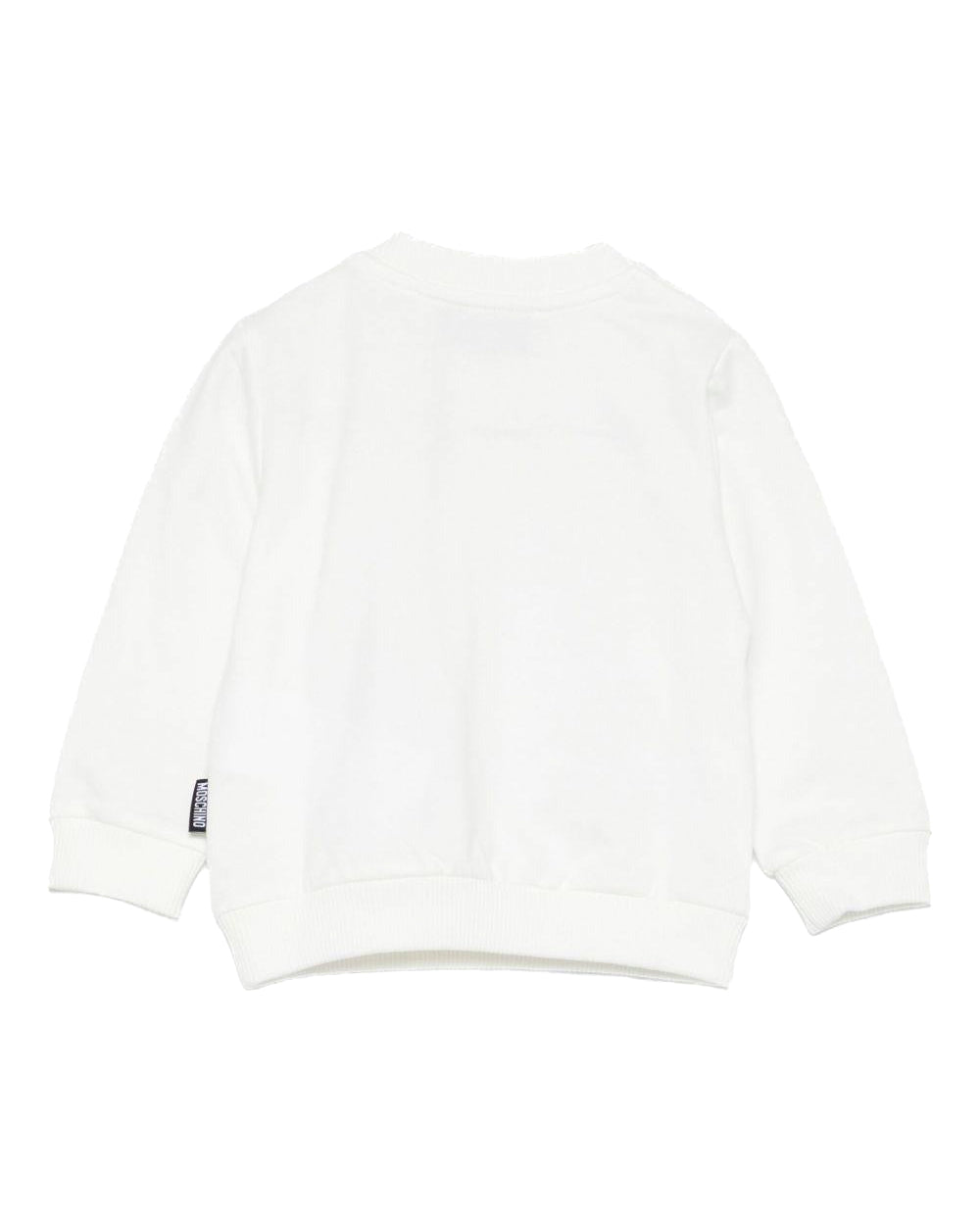 Moschino Kids Felpa Girocollo Panna con Patch per Neonati