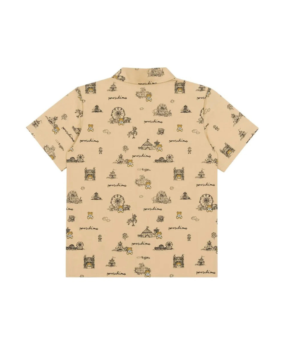 Moschino Kids Camicia Beige con Stampa per Bambini