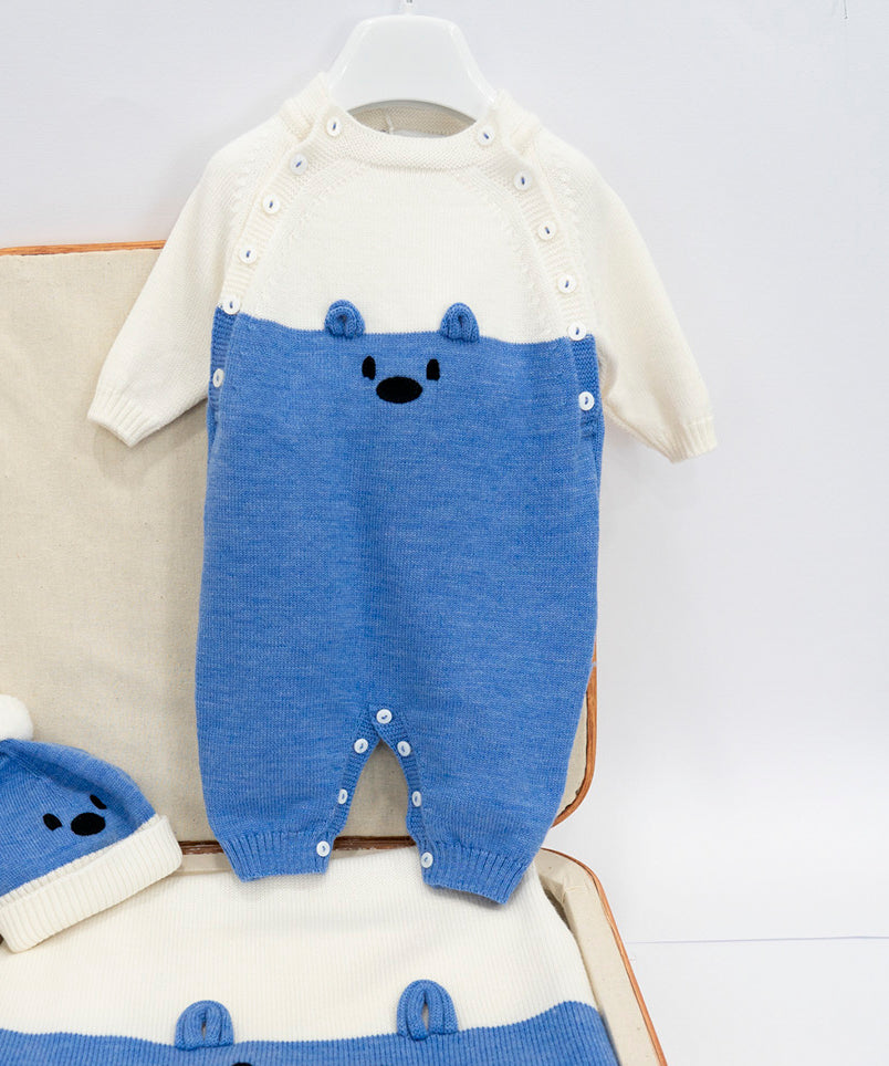 Le Coconnè Tutina Bianco/Azzurra per Neonati