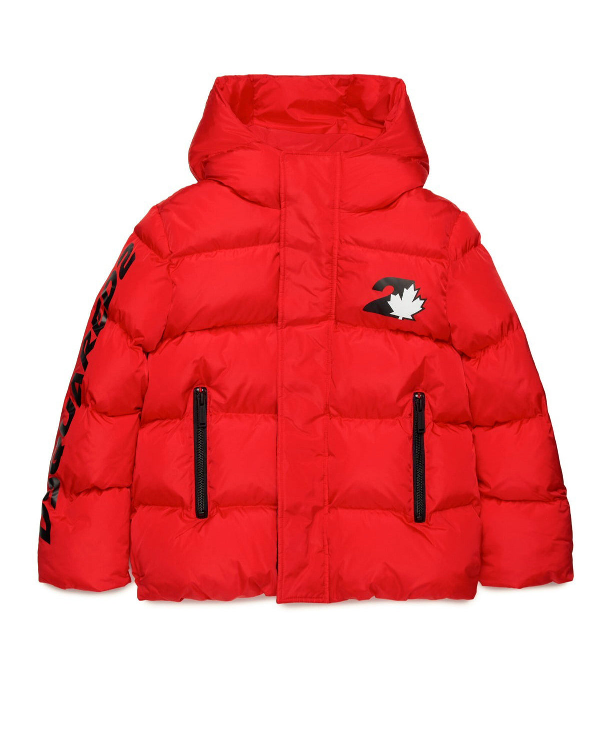 Dsquared2 Kids Giubbino Trapuntato Rosso con Logo Leaf per Bambini