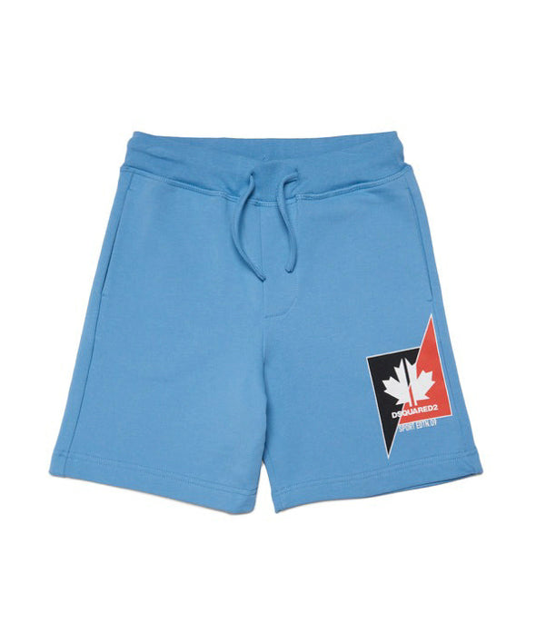 Dsquared2 Kids Bermuda Celeste con Grafica Leaf per Bambini
