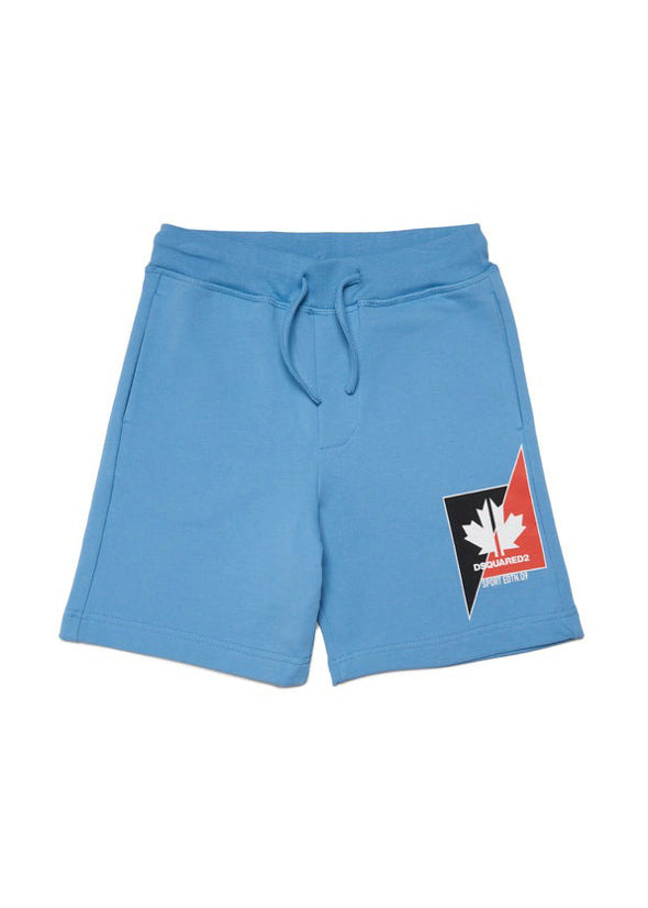 Dsquared2 Kids Bermuda Celeste con Grafica Leaf per Bambini