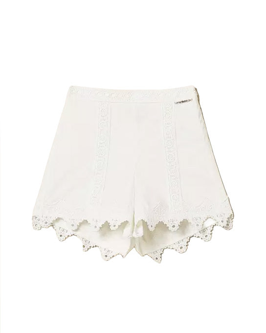 Twinset Kids Short Off-White in Pizzo per Neonate