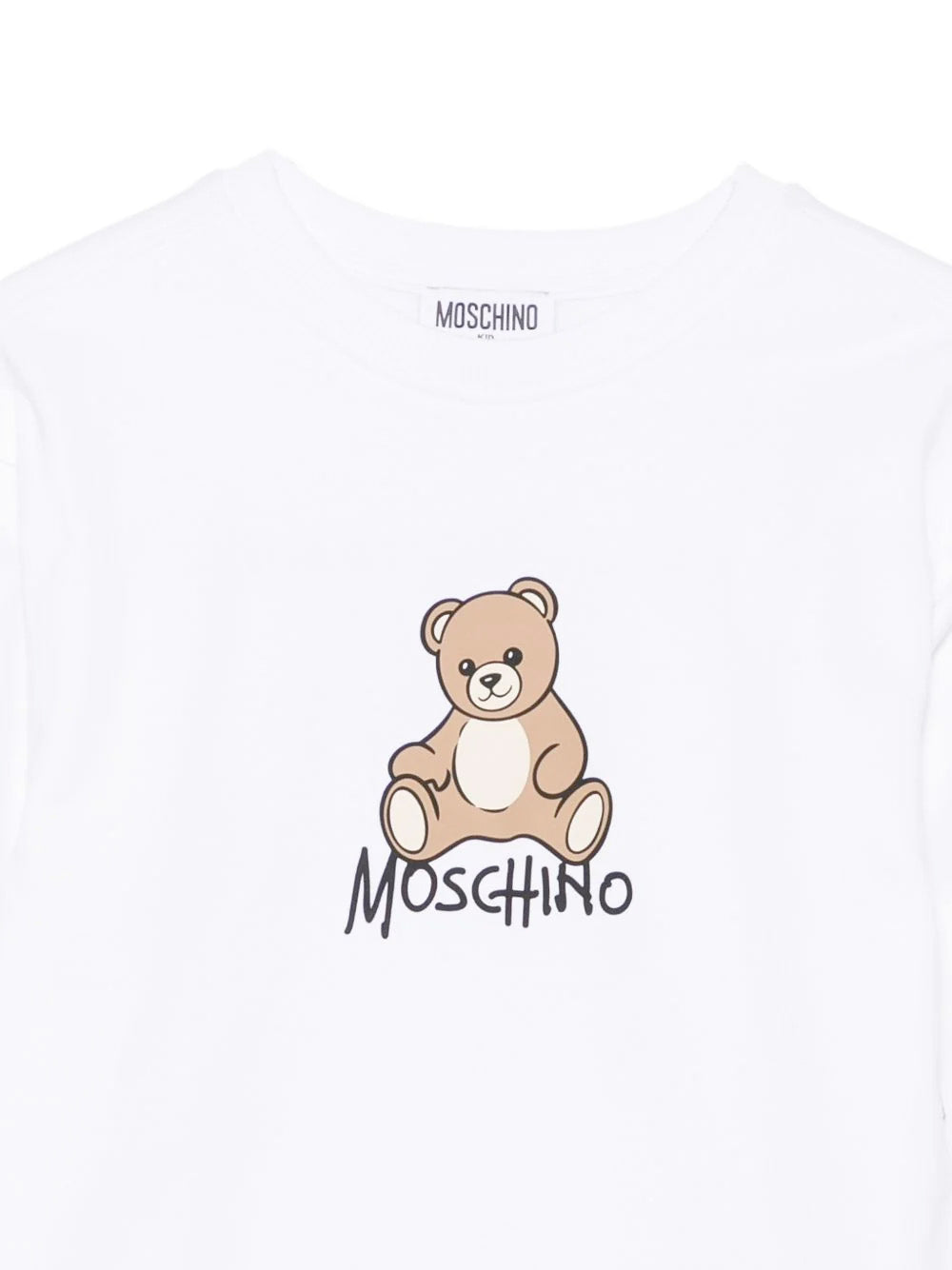 Moschino Kids Vestito Bianco in Felpa con Stampa LogoTeddy Bear per Bambine