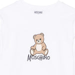 Moschino Kids Vestito Bianco in Felpa con Stampa LogoTeddy Bear per Bambine