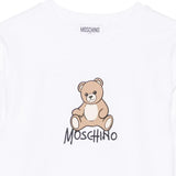 Moschino Kids Vestito Bianco in Felpa con Stampa LogoTeddy Bear per Bambine