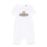 Moschino Kids Pagliaccetto Bianco con Logo Teddy Bear per Neonati