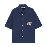 Moschino Kids Camicia Blu Navy con Logo Teddy Bear per Bambini